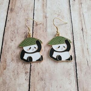 Gold Panda Earrings, Wildlife Jewelry